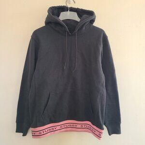 Stussy Men's Gray Pink Jacquard Rib Long Sleeve Pullover Hoodie Size S